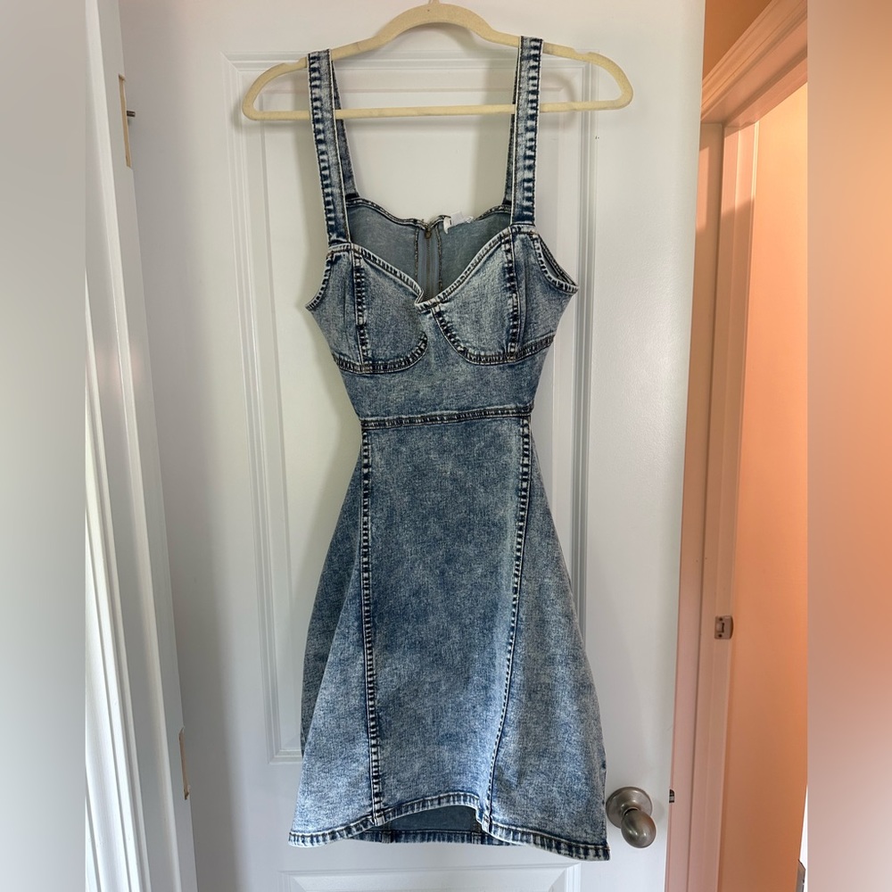 Backless Mini Denim Dress